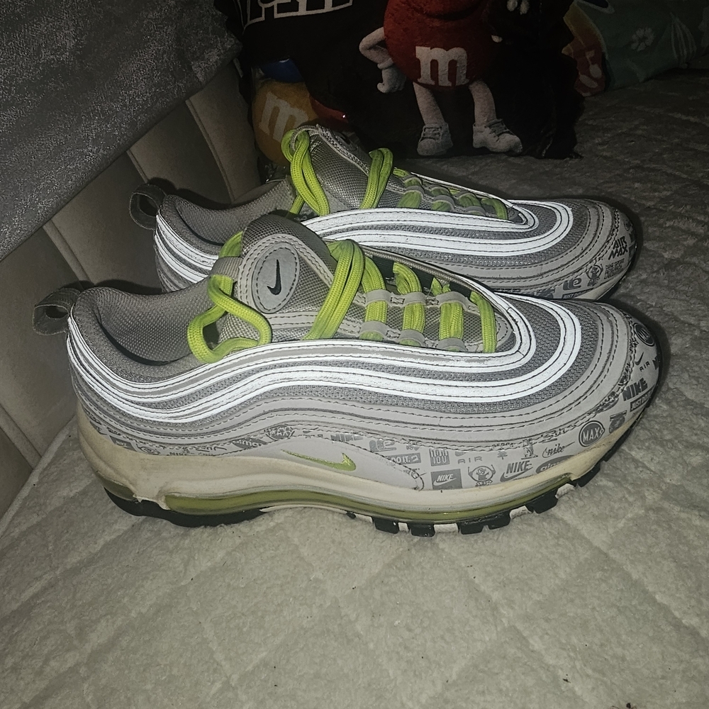 Nike Air Max 97 GS Kids Sneakers - Gray and Neon Green